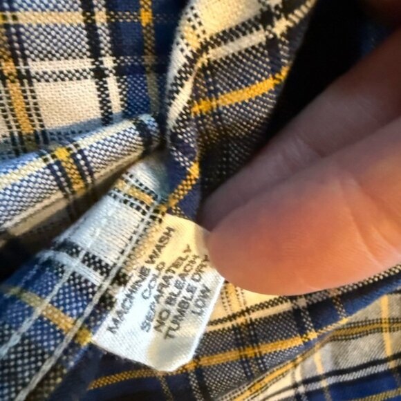 VTG J Crew Shirt Oarsman Long Sleeve Flannel Cotton Blue White Plaid Mens Sz XLT - Picture 13 of 13